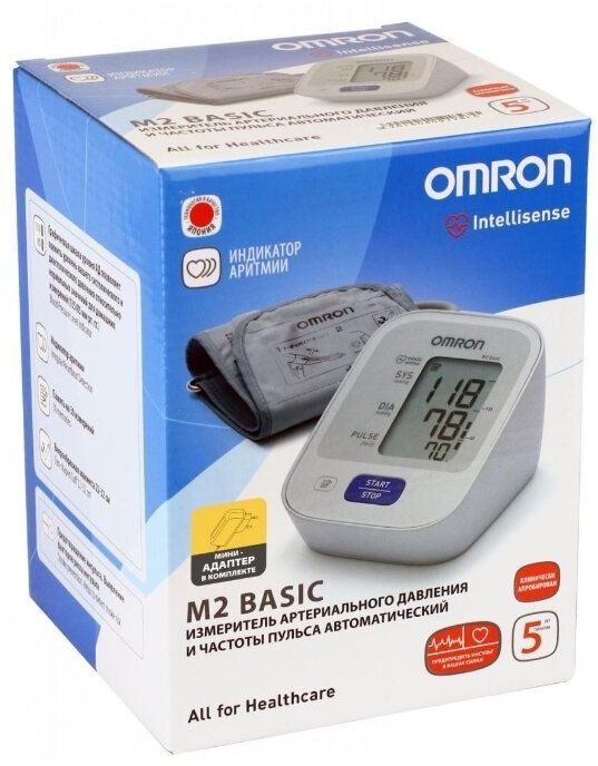Измеритель артериального давления Omron автоматический (тонометр) M2 Basic (HEM-7121-АRU) с