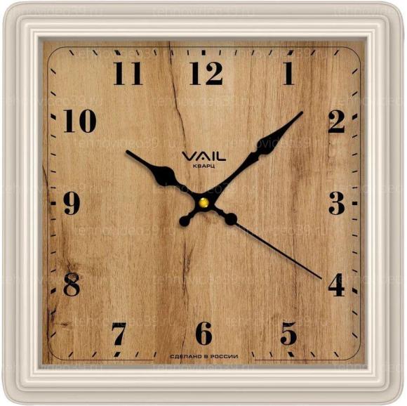 Часы настенные VAIL VL-К1808/5 квадратные, бежевый купить по низкой цене в интернет-магазине ТехноВидео