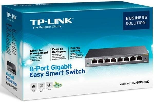 Коммутатор TP-Link TL-SG108E 8-Port Gigabit Desktop Easy Smart Switch, 8 10/100/1000Mbps RJ45 ports,