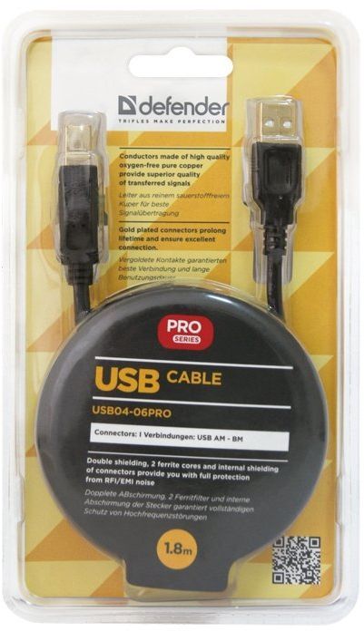 Кабель USB 2.0 AM-BM Defender USB04-06PRO 1,8м