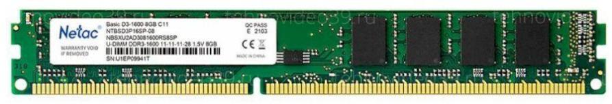 Оперативная память Netac 8 ГБ DDR3 1600 МГц DIMM CL11 NTBSD3P16SP-08 купить по низкой цене в интернет-магазине ТехноВидео
