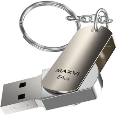 USB Flash Drive 64Gb Maxvi metallic silver (FD64GBUSB20C10MR)