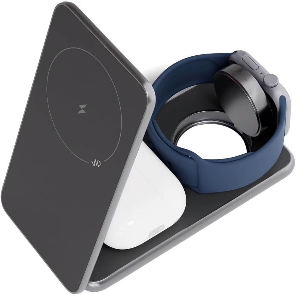 Беспроводное зарядное устройство "vlp" Alum Power 3 in1, темно-серое (1092001)