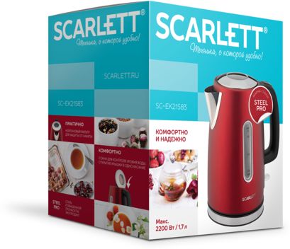 Электрический чайник Scarlett SC-EK21S83, красный