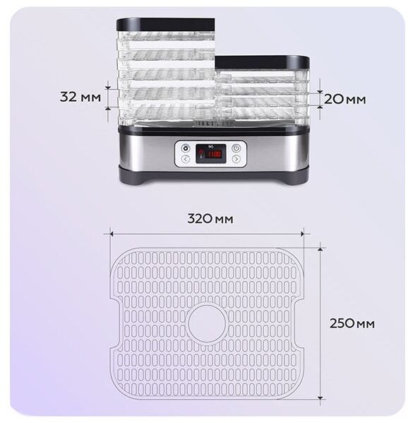 Сушилка для овощей и фруктов BQ FD1001, black/steel