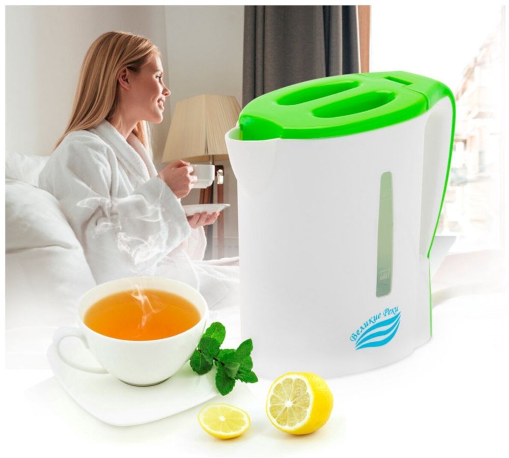 Электрический чайник Великие Реки Мая-1 бело-салатовый