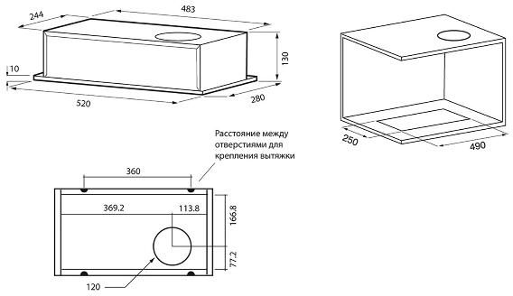Вытяжка полновстраиваемая Krona SELINA 600 black PB (00026700)