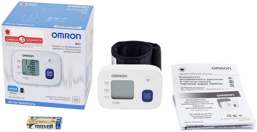 Измеритель артериального давления и частоты пульса автоматический Omron RS1 (HEM-6120-RU)