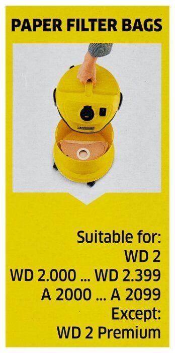 Фильтр-мешки Karcher 5 шт. (WD2; MV2) (69043220)