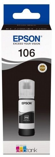 Ёмкость с чернилами Epson 106 L7160/L7180 черные водорастворимые (70мл) (C13T00R140)
