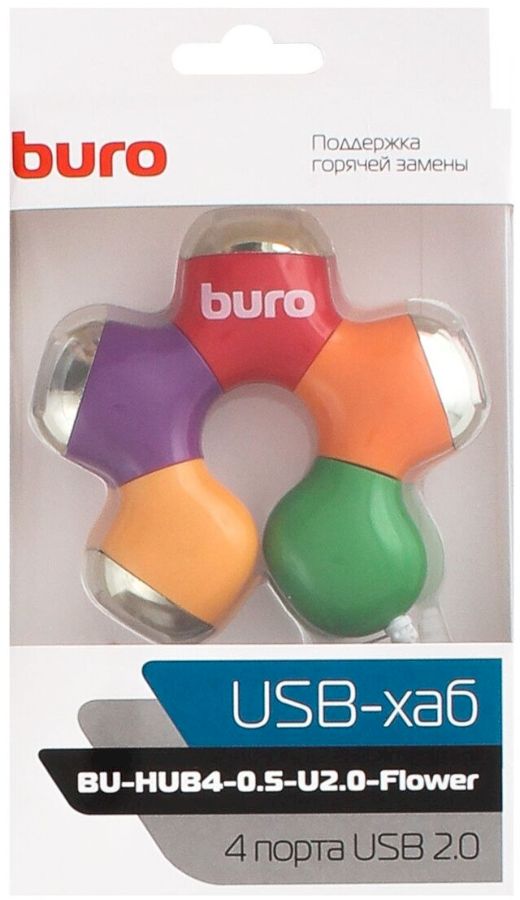USB разветвитель Buro BU-HUB4-0.5-U2.0-Flower 4 портов
