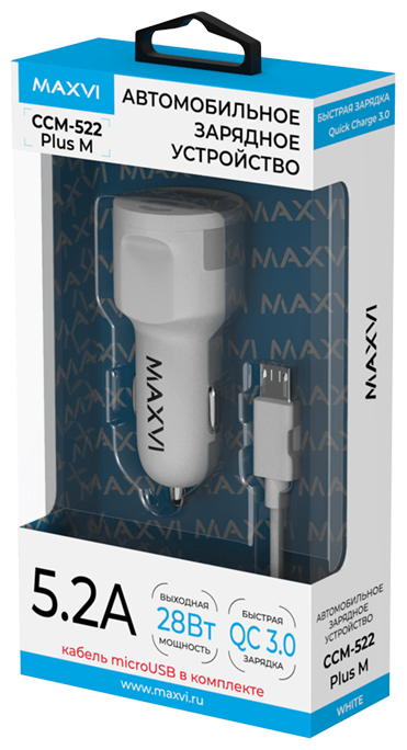 Автомобильное зарядное устройство Maxvi CCM-522 white