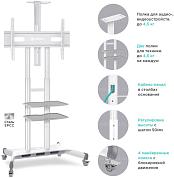 Мобильная cтойка для телевизора ONKRON TS1881-W белый