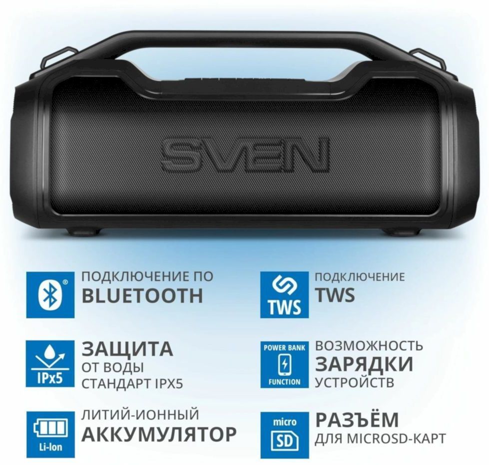 Беспроводная портативная колонка Sven PS-390 (SV-021306) черный