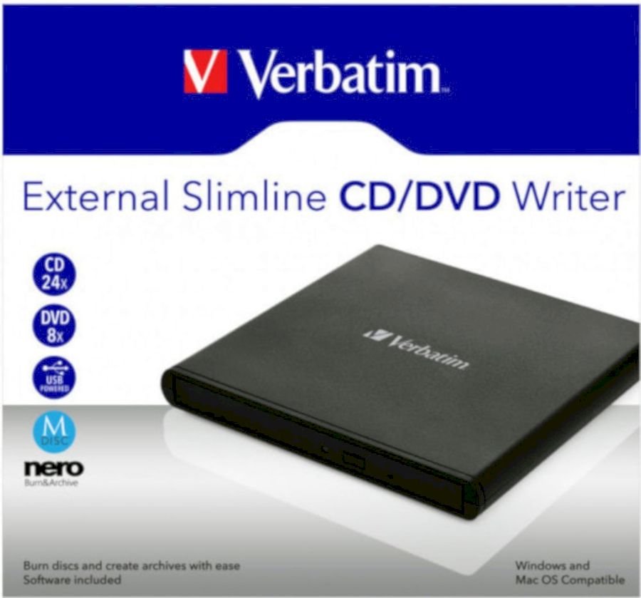 Оптический привод Verbatim внешний DVD+/-RW mobile DVD ReWriter USB2,0 Black (53504)