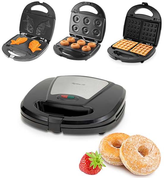 Вафельница Великие Реки Кубань-10 черная, 6 в 1, съемные панели, 800 Вт