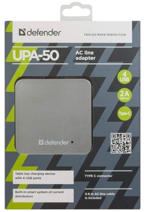 Сетевое ЗУ Defender UPA-50 USB, 5V/8A (83538)