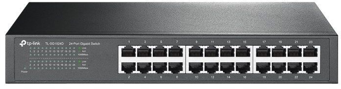 Коммутатор TP-Link TL-SG1024D 24-Port, 24 10/100/1000Mbps RJ45 ports, MTU/Port/Tag-based VLAN, QoS,