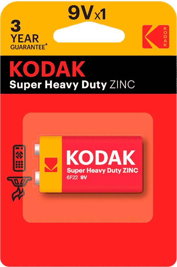 Батарейки Kodak 6F22-1BL SUPER HEAVY DUTY zink по 1шт