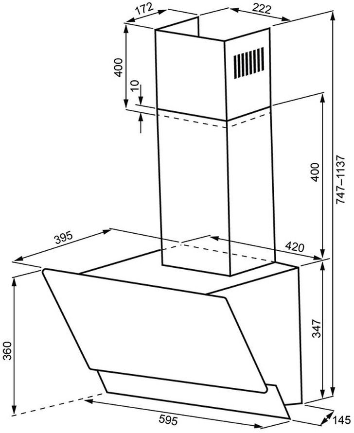 Вытяжка полновстраиваемая Krona ADEL 600 WHITE PB (КА-00002357)