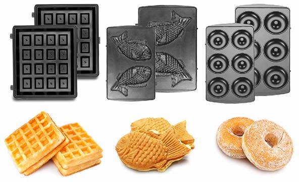 Вафельница Великие Реки Кубань-10 черная, 6 в 1, съемные панели, 800 Вт