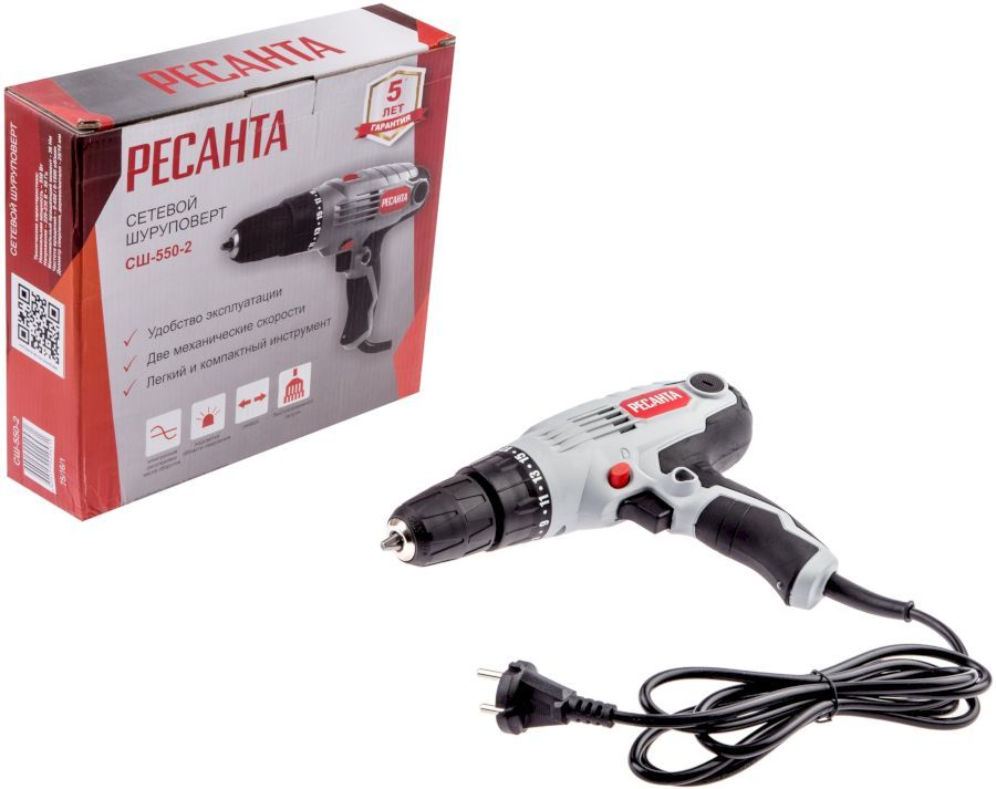 Сетевой шуруповерт Ресанта СШ-550-2 (75/16/1)