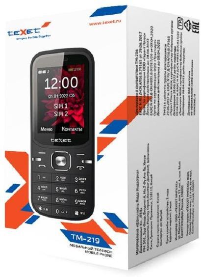 Телефон мобильный teXet TM-219, черный