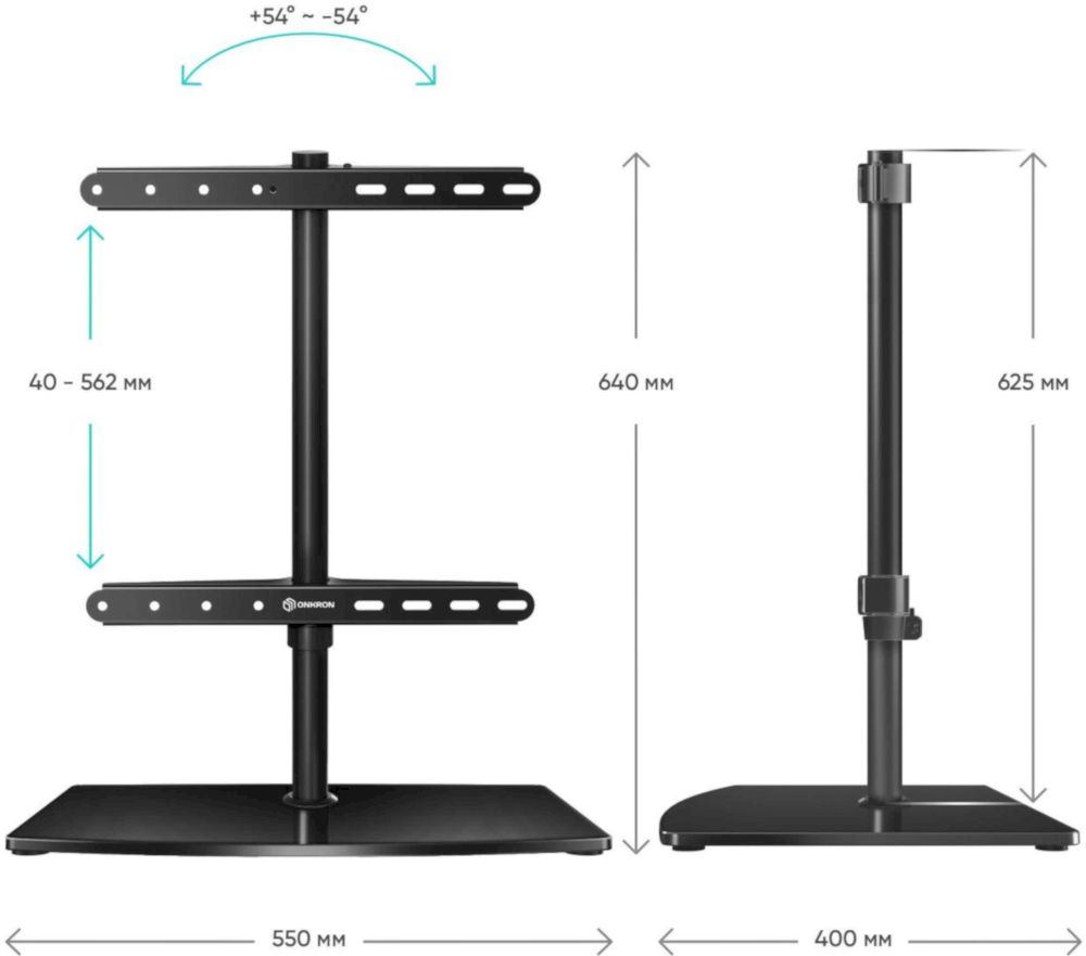 Подставка ONKRON PT3 чёрный, для - , поворот 54° (PT3-B)