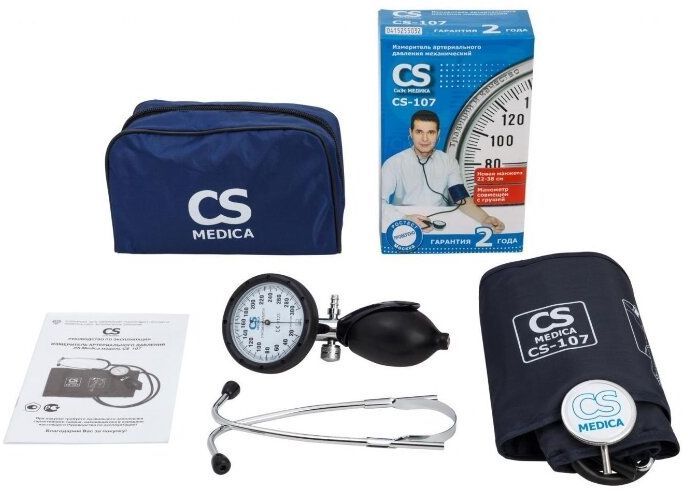Измеритель артериального давления CS Medica CS-107 механический (манометр совмещен с грушей)