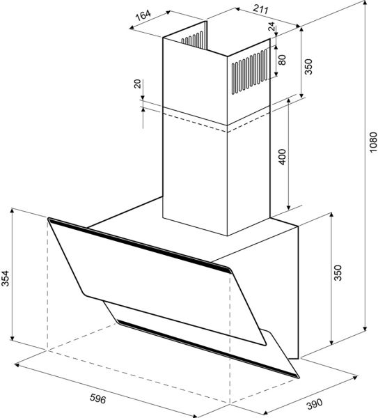 Вытяжка наклонная Krona IRIDA 600 white PB (00018710)