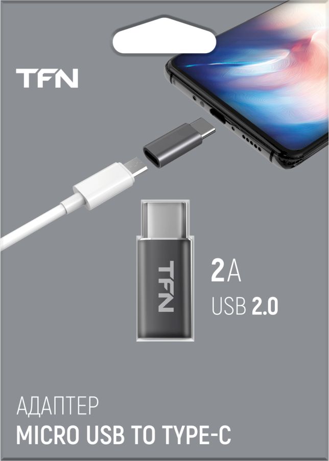 Переходник TFN microUSB мама/USB-C папа, Grey (AD-MICUSBC) (TFN-AD-MICUSBC)