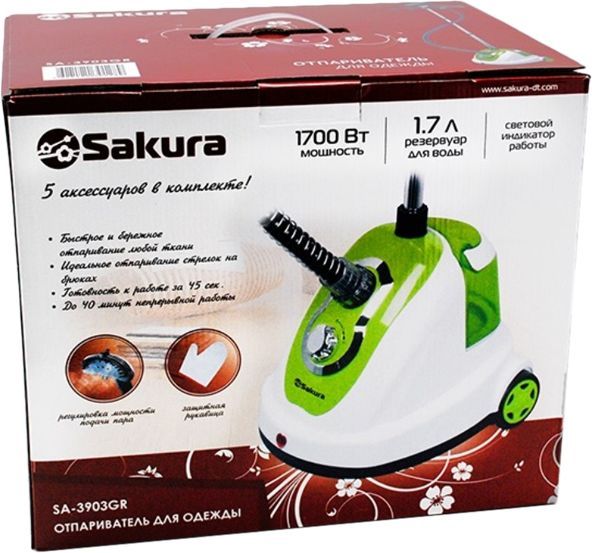 Отпариватель вертикальный Sakura SA-3903GR (белый/зелёный)