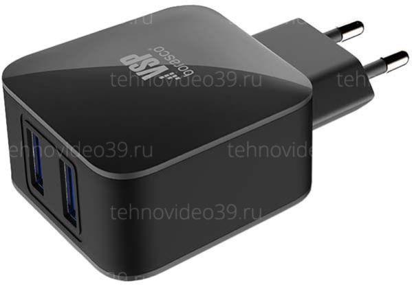 Сетевое зарядное устройство BORASCO 2USB, 2,1A, черный (20648) купить по низкой цене в интернет-магазине ТехноВидео
