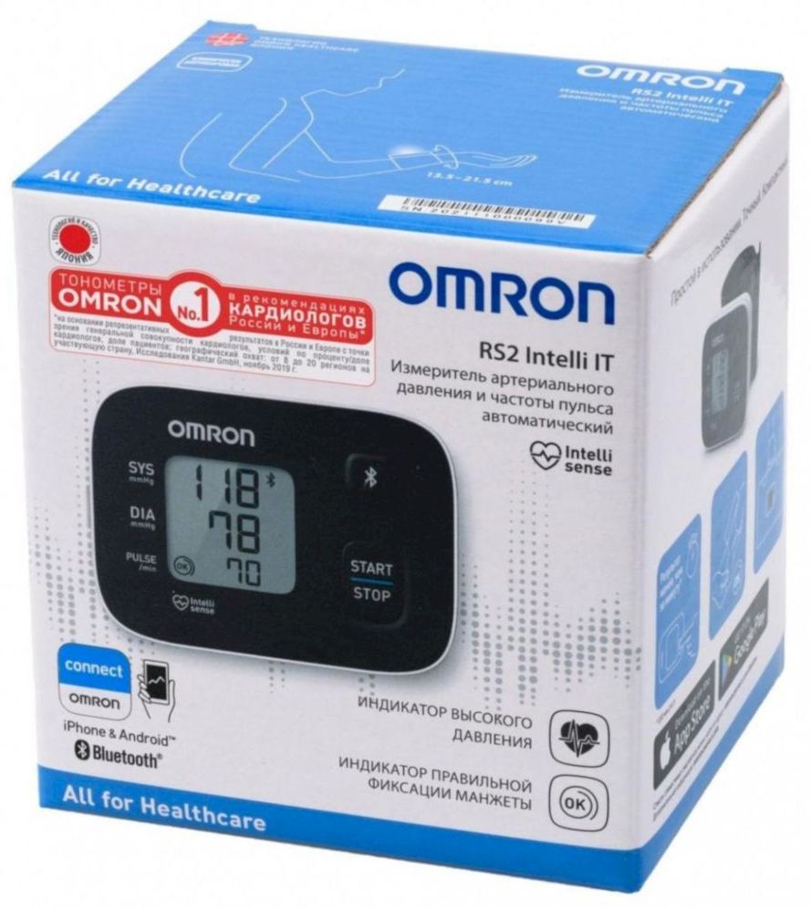 Измеритель артериального давления, частоты пульса автоматический Omron RS2 Intelli IT (HEM-6161T-RU)