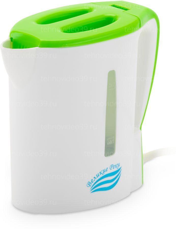 Электрический чайник Великие Реки Мая-1 бело-салатовый купить по низкой цене в интернет-магазине ТехноВидео