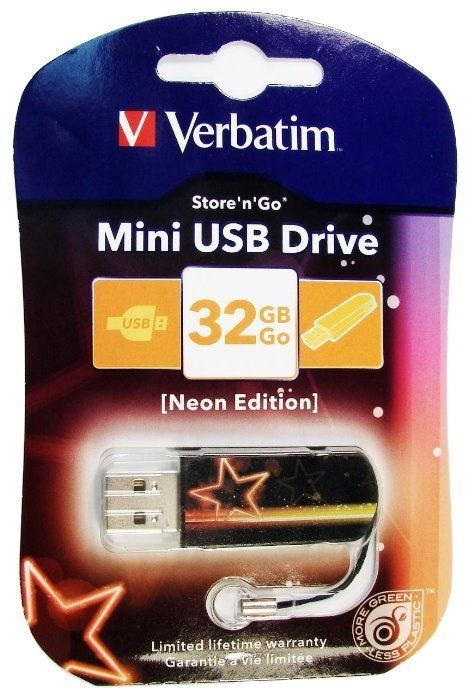 USB Flash Verbatim Drive 32GB MINI NEON edition Orange USB 2.0 49388