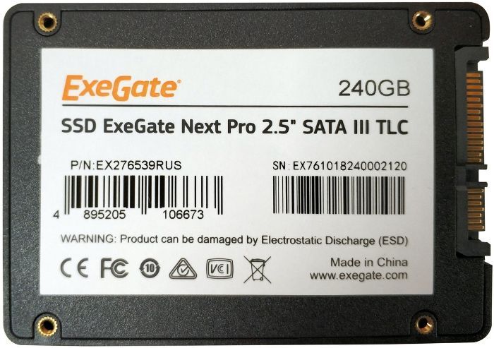 Жесткий диск SSD 240GB ExeGate NextPro UV500TS240 EX276539RUS