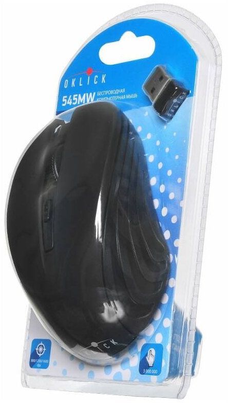 Мышь Оклик 545MW черный/черный оптическая (1600dpi) беспроводная USB (3but)
