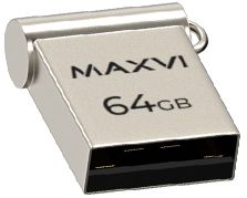 USB Flash Drive 64Gb Maxvi metallic silver (FD64GBUSB20C10MM)