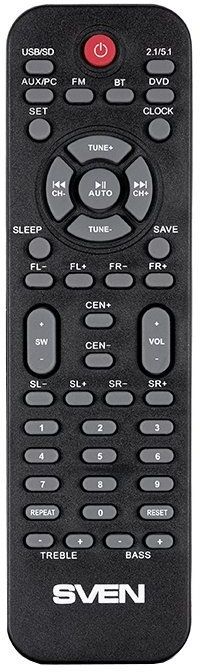 Колонки 5.1 Sven HT-201 / 5×12+20W/ Bluetooth/USB/SD/FM/ПДУ/дерево/ black (SV-015770)