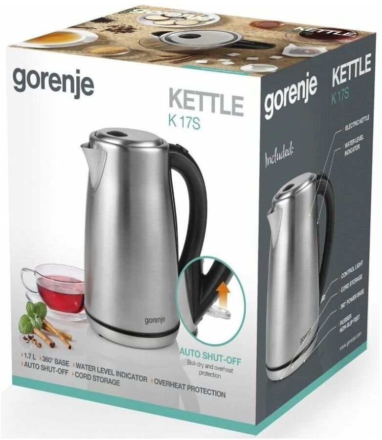 Электрический чайник Gorenje K17S нержавеющая сталь
