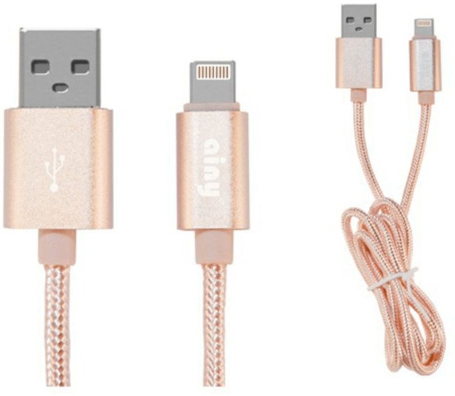 Кабель Ainy 8pin 1.0m тканевый розовый (FA-060S)