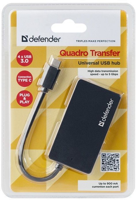 USB разветвитель Defender Quadro Transfer USB 3.1 (83208)