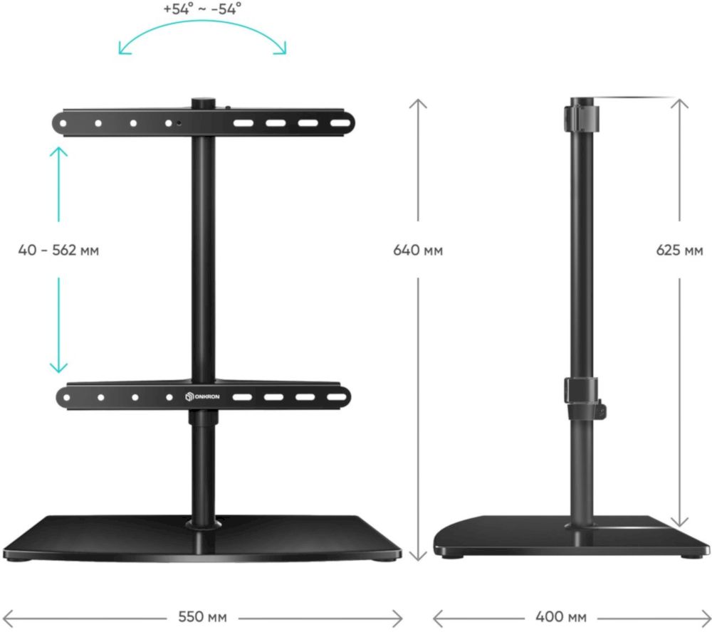 Подставка ONKRON PT3 чёрный, для - , поворот 54° (PT3-B)