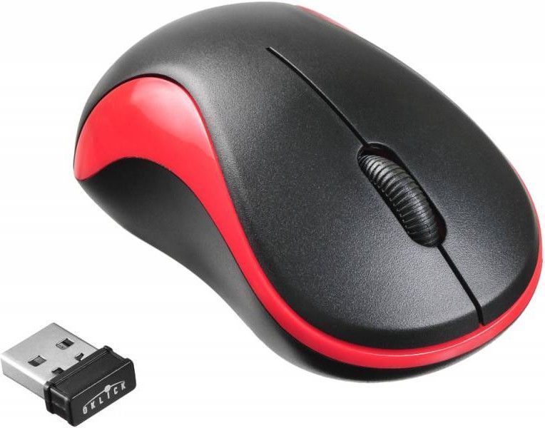 Мышь Оклик 605SW черный/красный оптическая (1200dpi) беспроводная USB (3but)