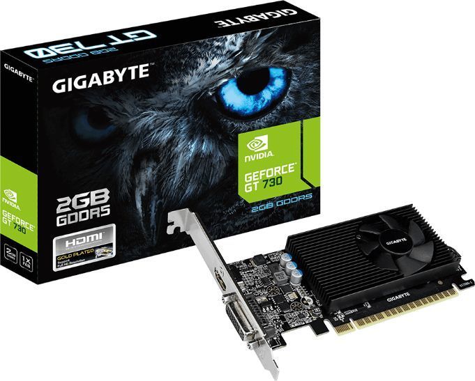 Видеокарта Gigabyte GeForce GT730 LP (902/5000) GDDR5 2048MB 64-bit, PCI-E16x 3.0. Количество поддер