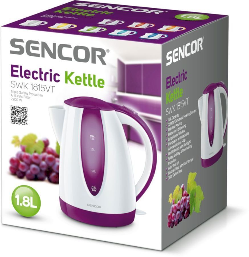 Электрический чайник Sencor SWK 1815 VT бело/фиолетовый