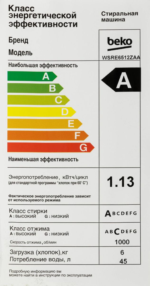 Стиральная машина Beko WSRE6512ZAA (Антрацит) (7320210019)