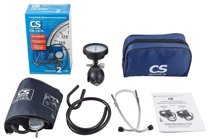 Измеритель артериального давления CS Medica CS-107 L механический (манометр совмещен с грушей)