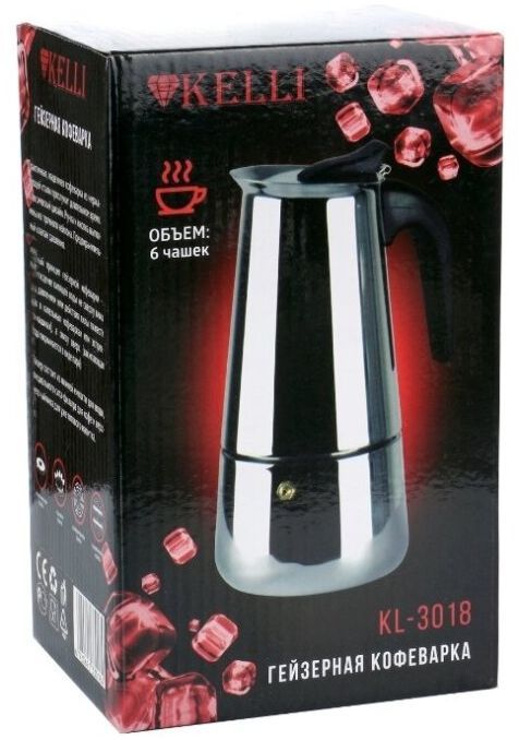 Кофеварка гейзерная Kelli KL-3018, на 6 чашек